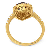 Pear Teardrop Natural Stone Halo Ring