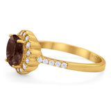 Round Natural Stone Floral Ring