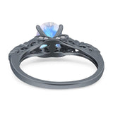 Oval Natural Stone Leaf Design Ring