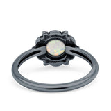 Oxidized Beaded Flower Oxidized Ring