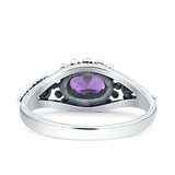 Petite Dainty Vintage Style Oval Thumb Ring Statement Fashion Oxidized Solid 925 Sterling Silver