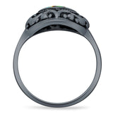 Oxidized Heart Abalone Shell Filigree Ring