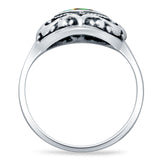 Oxidized Heart Abalone Shell Filigree Ring
