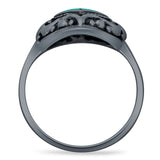Oxidized Heart Turquoise Filigree Ring