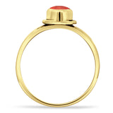 Oval 10mm Red Coral Oxidized Solitaire Ring 925 Sterling Silver