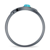 Round Lab Created Blue Opal Hamsa Hand Ring
