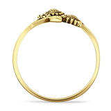 Two Sunflower Leaves Branch Oxidized Ring