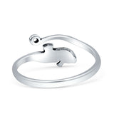 Minimalist 9mm Seahorse Ring Oxidized  925 Sterling Silver