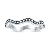 Minimalist 3.8mm Wavy Band Oxidized  925 Sterling Silver