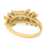 Art Deco Round Natural Stone Floral Ring