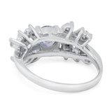 Art Deco Round Natural Stone Floral Ring