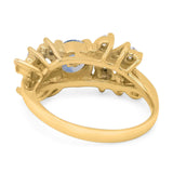 Art Deco Round Natural Stone Floral Ring