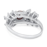 Art Deco Round Natural Stone Floral Ring