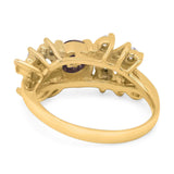 Art Deco Round Natural Stone Floral Ring