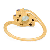 Art Deco Oval Natural Stone Swirl Ring