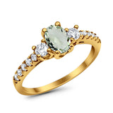 Three Stone Oval Natural Stone Trellis Ring
