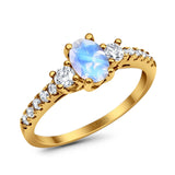 Three Stone Oval Natural Stone Trellis Ring