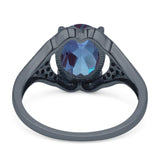 Oval Natural Stone Cluster Wedding Ring
