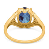 Oval Natural Stone Cluster Wedding Ring