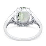 Oval Natural Stone Cluster Wedding Ring