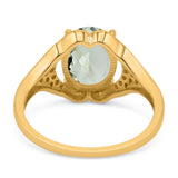 Oval Natural Stone Cluster Wedding Ring