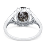 Oval Natural Stone Cluster Wedding Ring
