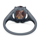 Oval Natural Stone Cluster Wedding Ring