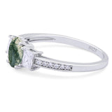 Art Deco Oval Natural Stone Trio Ring