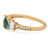 Art Deco Oval Natural Stone Trio Ring
