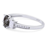 Art Deco Oval Natural Stone Trio Ring