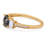 Art Deco Oval Natural Stone Trio Ring