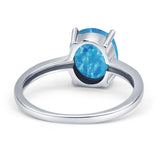 Solitaire Engagement Ring Oval Simulated Cubic Zirconia 925 Sterling Silver