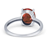 Solitaire Engagement Ring Oval Simulated Cubic Zirconia 925 Sterling Silver