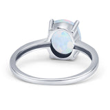Solitaire Engagement Ring Oval Simulated Cubic Zirconia 925 Sterling Silver