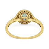 Art Deco Round Natural Stone Wedding Ring