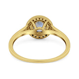 Art Deco Round Natural Stone Wedding Ring