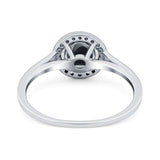 Art Deco Round Natural Stone Wedding Ring