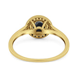 Art Deco Round Natural Stone Wedding Ring