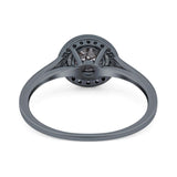 Art Deco Round Natural Stone Wedding Ring