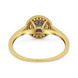 Art Deco Round Natural Stone Wedding Ring