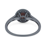 Art Deco Round Natural Stone Wedding Ring