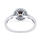 Art Deco Round Natural Stone Wedding Ring