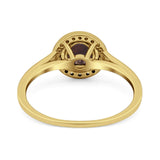 Art Deco Round Natural Stone Wedding Ring