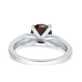Vintage Style Round Natural Stone Solitaire Ring