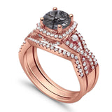 Round Natural Stone Three Piece Ring