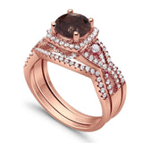 Round Natural Stone Three Piece Ring