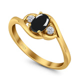 Art Deco Oval Natural Stone Three Stone Ring