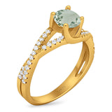 Art Deco Round Natural Stone Twisted Ring