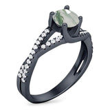 Art Deco Round Natural Stone Twisted Ring