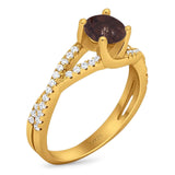 Art Deco Round Natural Stone Twisted Ring